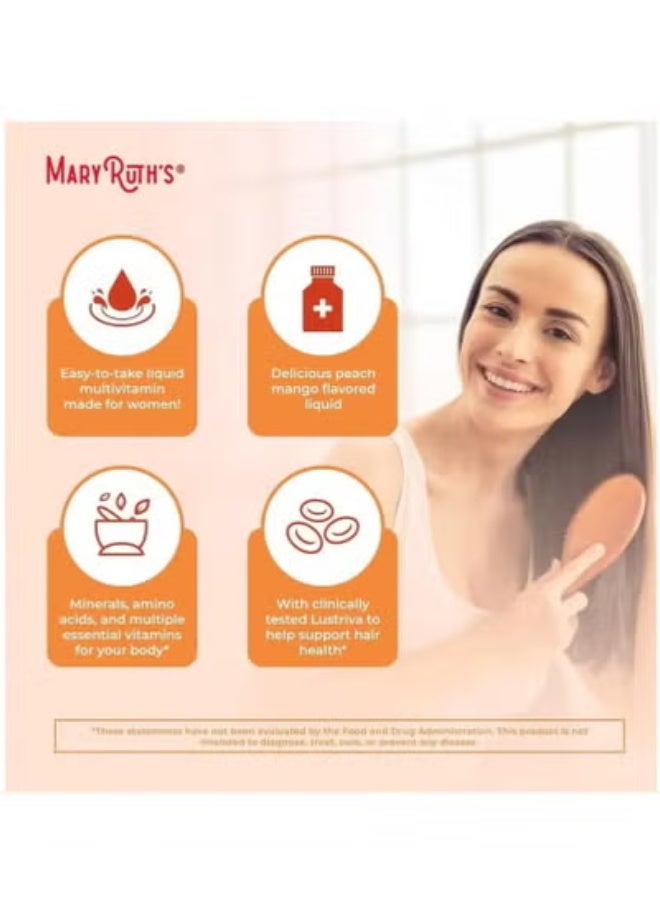 MaryRuth's MaryRuth Organics Liquid Multivitamin Lustriva® Hair Growth for Women| Biotin 10000mcg | Vitamin D, B |Clinically Tested for Thicker Hair, Wrinkles, Fine Lines, Skin Care| Ages 18 | 15.22 Fl Oz, No Box - Image 3